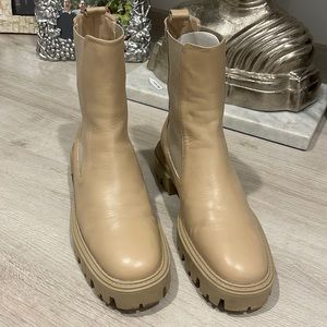 Zara leather lug bottom booties
